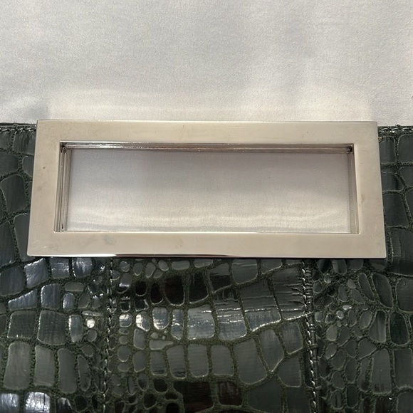 Enzo Angiolini Dark Green Croc Embossed Bag - Picture 4 of 6